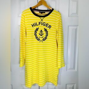 Tommy Hilfiger Yellow Striped Long Sleeve Dress